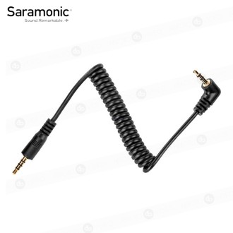 Cable Saramonic SR-PMC2 3.5mm en Angulo TRS macho a TRRS macho  en espiral